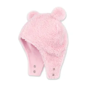 Zutano Furry Bear Hat- Baby Pink